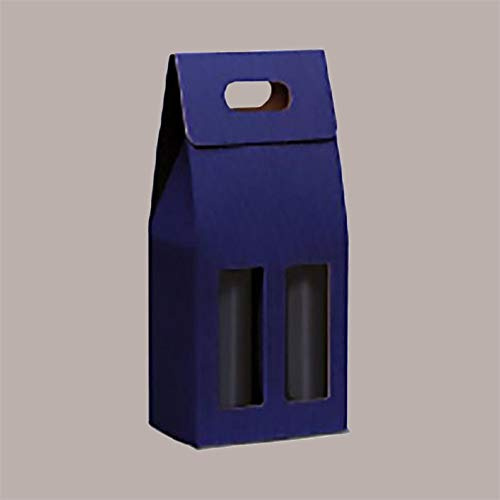 Lucgel Geschenkbox für 2 Wein-/Ölflaschen, 750 ml, Karton mit blauer Welle, 180 x 90 x 390 mm, 20 Stück