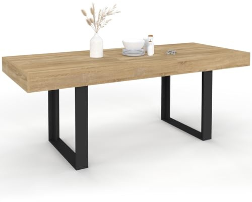 IDMarket - Table à Manger Extensible Rectangle Phoenix 4-8 Personnes Bois et Noir 160-200 cm