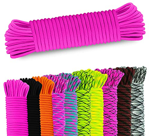 Neu NEU AMZoutdoor® 4mm Paracord 550 Schnur | Paracord Schnur | 7 Kernstränge | Outdoor Ausrüstung | Outdoor Camping | Paracord Schnüre für Hundehalsband | Hundeleine Paracord (10 Meter, Pink)