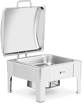 Royal Catering Chafing Dish Calentador De Buffet Placa Calefactora RCCD-RT11_6L (Material: Acero Inoxidable, Capacidad: 5,3 L, 1 contenedor GN 2/3)