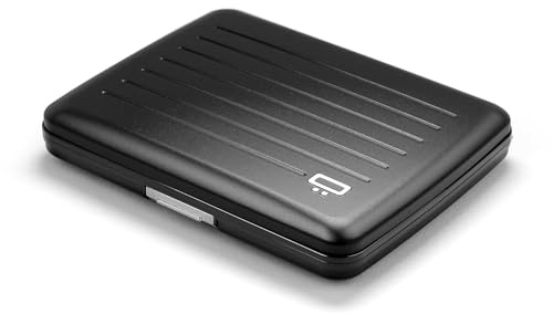 ÖGON -DESIGNS- Portefeuille en Aluminium, Grande capacité avec Fermoir en métal, Protection RFID Contre la fraude et la démagnétisation, modèle Smart Case Oslo Large (Peinture Mate Black)