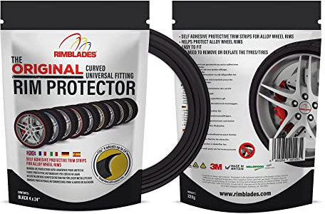 Rimblades Flex universal Felgenschutz & Styling Alu Felgen Schutzring Felgenringe Felgenstyling 13 bis 24 Zoll Rim Protector Guard Ringz Felgenrandaufkleber Felgenhornschutz (Schwarz)