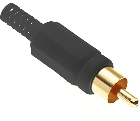 Keple Phono-Stecker mit vergoldeten Pins und schwarzem Kunststoffgehäuse, 10 Stück - Steckeranschluss Audio-Video-Stecker Lautsprecherkabel-Adapter mit Solider Konstruktion