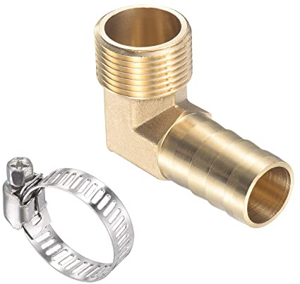 M METERXITY 2 Paquet Laiton Tuyau Barbillon Raccords - 90 Degré Coude 19mm Laiton Tuyau Connecteur avec Tuyau Colliers serrage Appliquer à Eau (G3/4 Mâle Filetage)