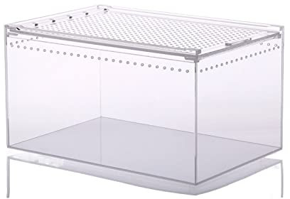 luckxuan Aquarium Schildkröten/Aquarien Futterbox Reptile Feeder Großer Acryl Transparenter Schiebedeckel Reptile Box Spinnen Eidechsen Futterbox Terrarium Schildkröte (Color : 30x20x15cm)