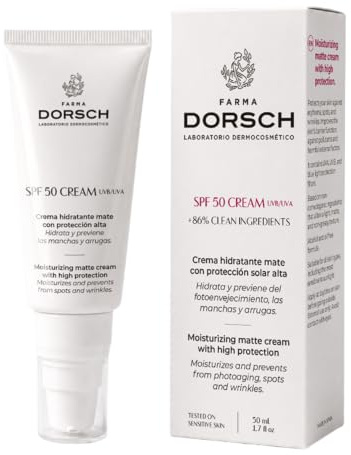 FARMA DORSCH - Crema Facial SPF 50 con Protección 360° | Hidratante, Antiedad y Antimanchas | Acabado Mate | Con Zinc, Bisabolol y Manzanilla | 50 ml