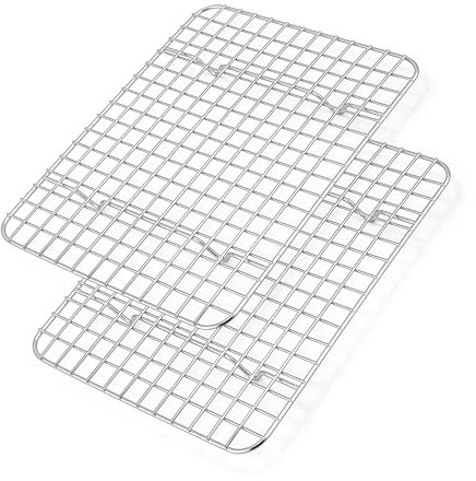 Homikit Abkühlgitter Set, 2 Stück Edelstahl Kuchengitter Auskühlgitter, Rechteckig Backgitter für Backen Kühlen, 24,8x18,9x1,8cm, Spülmaschinenfest