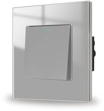 JIMEIDA Lichtschalter Grau Unterputz 1 Fach 2 Weg Glas Lichtschalter Taste Schalter Wandschalter Kristall Kippschalter 86 * 86MM,10 Amp,250 V