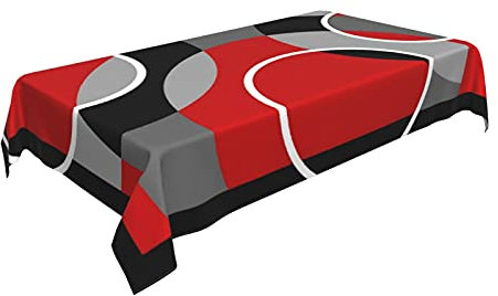 FUkker Tischdecken,Grau Schwarz Rot Wirbel Abstrakt,Waschbare Tischdecke für Küche Esszimmer Dekor Outdoor Party 137X183 cm