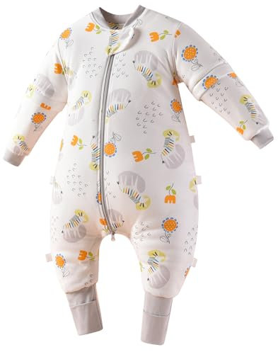 Chilsuessy Baby Schlafsack mit Beinen Warm gefüttert Winter Langarm Winterschlafsack mit Füssen Baby Schlafsack mit Füßen, Zebra Manor/1.5 Tog, 80cm/Baby Höhe 85-95cm