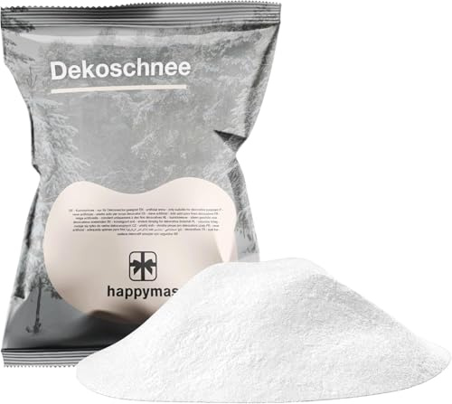 happymas 5X Täuschend echter Kunstschnee, weich und fluffig - glitzernder Dekoschnee für weihnachtliche Dekoration