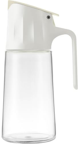 DRW Carafe à huile 500 ml en verre et PP blanc et transparent 9 x 12 x 22 cm