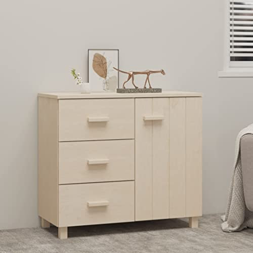 HETFTJN Sideboard, Eckschrank Highboard Nachtschrank Flurschrank Geeignet für Wohnzimmer Office Dorm Schlafzimmer HAMAR Honigbraun 90x40x80 cm Massivholz Kiefer