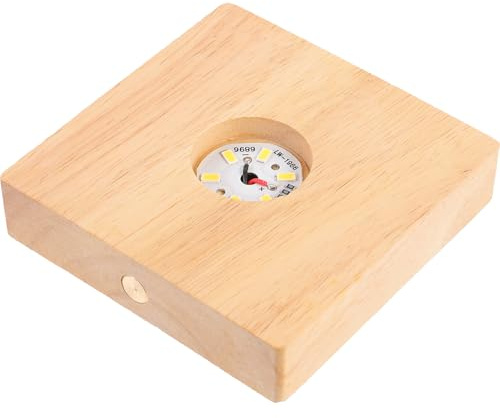 Veemoon LED Leuchtender Holzsockel, Quadratischer Beleuchteter Untersetzer Untersetzer Mit Beleuchtung Kreatives Cocktailtablett Beleuchtet Display StäNder FüR Kristallkugeln Glas Acryl