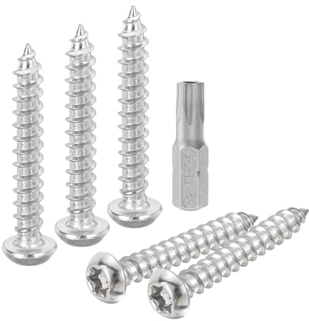 QUARKZMAN 20 Stück Holzschrauben Halbrundkopf Torx Blechschrauben M6 x 40mm Linsenkopfschrauben Torx-Rundkopfschrauben 304 Edelstahl Selbstschneidende Schrauben Sicherheitsschrauben(Silber)