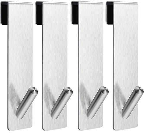 Ganchos mejorados para mampara de ducha, 4 unidades, acero inoxidable, sin taladrar, para pared de cristal, toallero, mampara de ducha con estera protectora, toallero, ducha, pared de cristal,