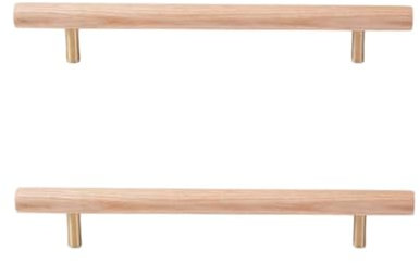 SANCHAKOU Schubladen Knöpfe 2 Stück Buche Schwarz Nussbaum Esche Holz Log Farbe Schrank Schublade Schrank Holz Erweiterte Türgriff 160Mm Esche Holz