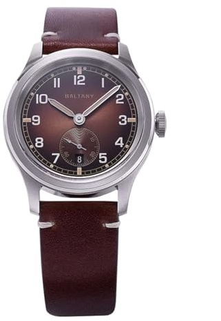 NIADI Baltany Retro WW2 Military Armbanduhr Gradual Brown ST1731 Automatik Wasserdicht 39 mm D12 Mechanische Uhr