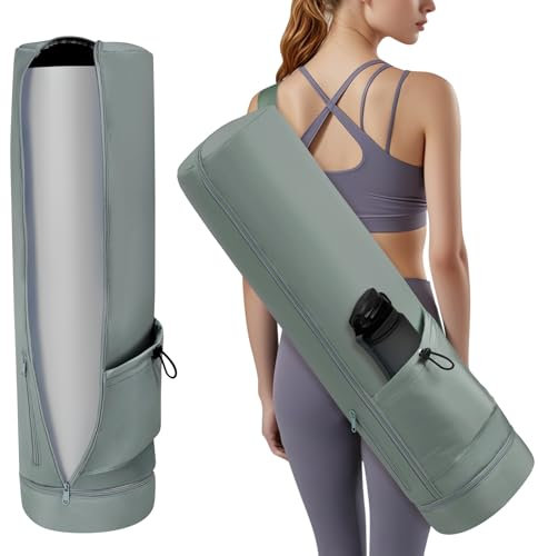 Aucuu Yogatasche, Yogamatte Tasche, Sporttasche Damen mit Nassfach & Flaschentasche, Verstellbarer Schultergurt Gym Yoga Tasche, Yogamattentasche, Yogatasche für Pilates Yogamatten, 75x19 cm