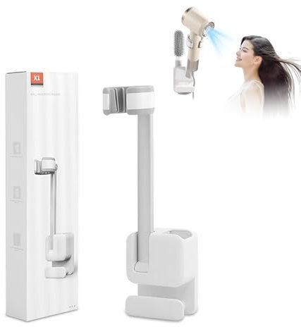 PZCC Soporte para secador de pelo, soporte manos libres para secador de pelo, organizador resistente sin taladro, soporte de fijación tres en uno para secador de pelo para piscina, balcón, baño, color