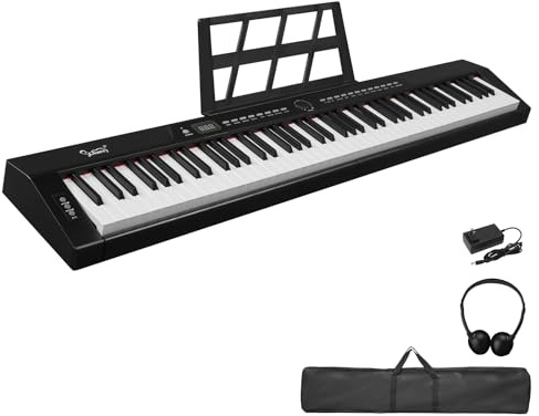 Bonnlo GPP-105 E Piano 88 Tasten, Digitalpiano Semi-Gewichtete Tastatur mit Dual-Bluetooth, Kopfhörer, Sustain-Pedal-System, für Musikliebhaber und Anfänger, Ohne Ständer, Schwarz