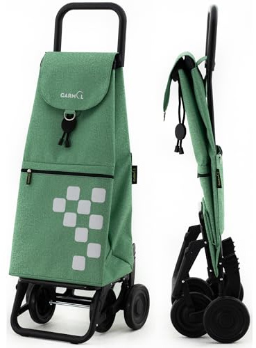 GARMOL Carro de la Compra Plegable 55L | Carro de la Compra 4 Ruedas Gran Capacidad Plegable | Carrito Compra Color Verde