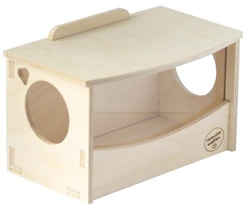Hamster und Mäuse Badehaus Modern Spa - das stilvolle Sandbad aus Holz mit abnehmbarem Deckel und Abnehmbarer Panoramascheibe