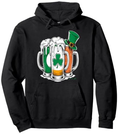 Chope à bière Saint Patrick Trèfle irlandais Sweat à Capuche