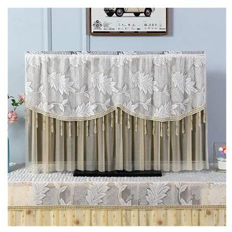 XFYESL TV Dust Cover Cover TV Covers Outdoor Dust Proof and Breathable TV Dust Cover Lace Power on Without Removing TV Cover Hanging Curved Tabletop Lace Covers(Color03,150x90cm)