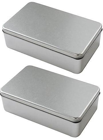 ELAYARD 2piezas Cajas De Lata Para Empaquetar Galletas Cajas De Hojalata Plateadas Contenedores Para Galletas Para Almacenar Dulces y Regalar