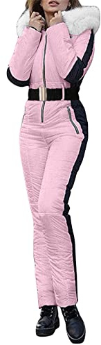 Combinaison De Ski Pour Femme Coupe Vent Combinaison De Ski Décontractée D'Hiver Combinaison De Ski Avec Capuche Chaude Veste En Peluche Épaisse Décontractée Combinaison