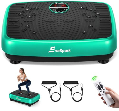 Vibration Plate, EvoSpark Vibration Plate Exercise Machine with 2025 High-Performance Dual Motor, 120 Adjustable Speeds, 450 Lbs Capacity Vibrating Plate for Lymphatic Drainage & Weight Loss