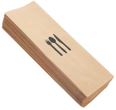 VALICLUD 100stücke Besteckhalter Aus Kraftpapier Einweg Bestecktaschen Party Cutter Gabel Lagerung Taschen Utensilienpapierhüllen Für Zuhause Und Restaurant