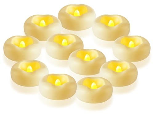 Nexoria Schwimmende Kerzen, 12/24 Pack Flammenlose LED Schwimmkerzen Wasserdichter Teelichter Pool Lichter Schwimmend Weiß Led Teelichter mit Timer Schwimmkerzen für Pool Badewanne Teich Party (A)