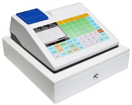 Registrierkasse Intelligente kleine Registrierkasse, 11-Zoll-Touchscreen Englische Fast-Food-Milchtee-elektronische Registrierkasse für kleine Unternehmen(White)