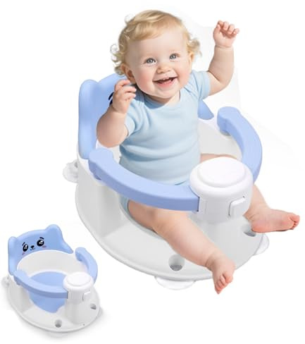 Siège de Bain pour Bébé à Partir de 6 Mois – Siège de Bain Bébé Siège Antidérapant avec 4 Ventouses Puissantes | Boucle de Sécurité, Siège de Bain Ergonomique pour Douche ou Baignoire
