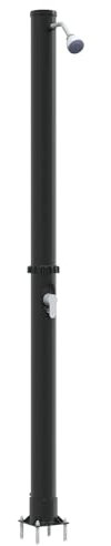 vidaXL Outdoor Solar Shower Black 217 cm PVC and aluminium, Garden and Terrace Modern Shower, Cylindrical, Eco-Friendly, Durable, Rotatable, Summer Relaxation, Outdoor Use, Heat