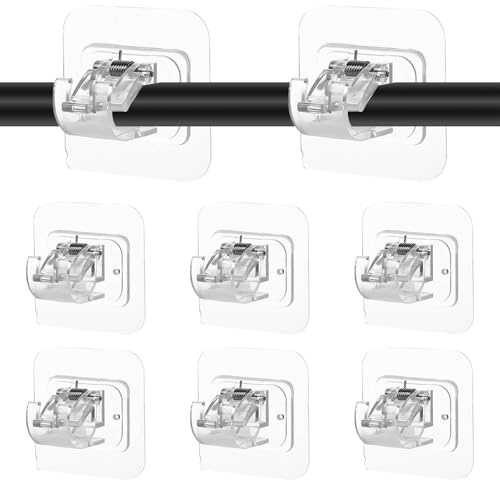 Henyall 6PCS Self-Adhesive Curtain Hooks,Self-Adhesive No Drill Curtain Rod Brackets, Heavy Duty Adjustable Curtáin Pole Holders for Doors, Windows, Bathroom & Kitchen, Transparent Drapery Hooks