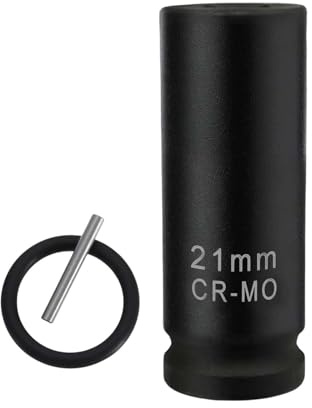ShiningUU - Bussola a percussione per ponteggi da 21 mm, per bulloni lunghi e morsetti per ponteggi, superficie pneumatica fosfatata, acciaio al vanadio CR-V con perno di fissaggio + O-ring