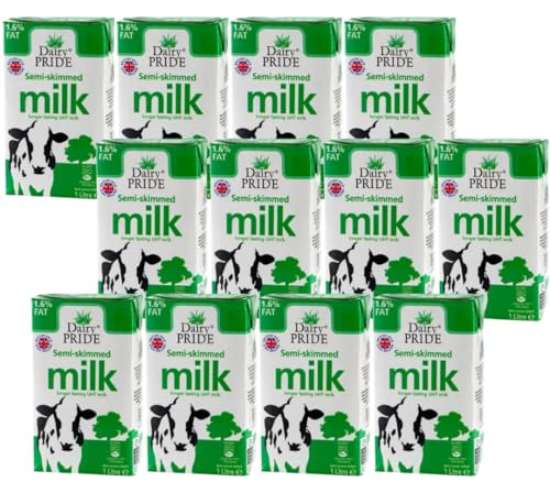 DAIRYPRIDE UHT Semi Skimmed Milk 1L – 12 Pack (12 Litres Total) Long Life, Smooth Taste, Ideal for Everyday Use