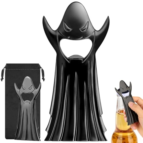 Décapsuleur Fantôme, Unique Bière Décapsuleur, avec Sac Cadeau, Cadeaux de Carnaval, Halloween, Noël, Cadeau pour Hommes, Femmes, Papa, Petit Ami, Mari, Amateurs de Bière, Accessoires de Bière, Noir