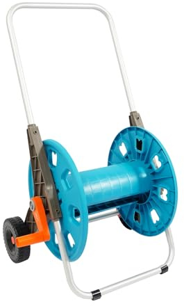 Carrello avvolgitubo da giardino resistente con adattatore, ruote e manico ergonomico per una facile mobilità in casa e giardini commerciali