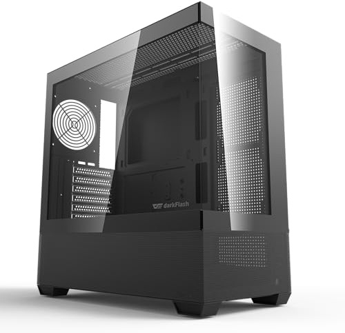 darkFlash DS900 Air ATX Mid-Tower PC Gaming Case, High Airflow, 270°Full-View Tempered Glass, Tool-Free Clamshell Side Panel, Supports RTX 5090 up to 425mm,360mm Top Radiator, USB-C, Black