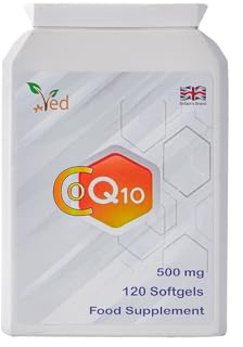 VED Coenzima Q10, Ubiquinona obtenida por fermentación natural, 500 mg, 120 cápsulas blandas (Paquete de 2)