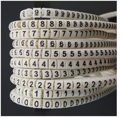 Marqueurs de câbles EC-0/1/2/3, 500 Tubes de numérotation de Fils de 0 à 9, for câbles de 1,5/2,5/4/6 mm², Manchons d'identification électrique en PVC Blanc.(EC-1)