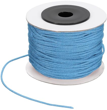 PATIKIL 44 Yard nylonsträng för armband, 1,5 mm nylonrep snöre flätad prydnad snodd universell persienner dragsträngar för gör-det-själv hantverk pärlarmbandstillverkning, ljusblå