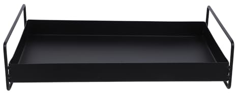 Homoyoyo Metall Serviertablett Rechteckig Mit Griffen 40x25cm Obsttablett Und Snackplatte Für Büro Zuhause Und Veranstaltungen Stabiles Design in Schwarz