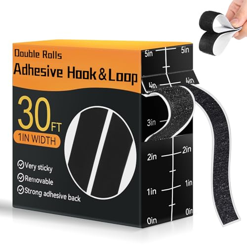 Lychico Hook and Loop Tape 9m x 25mm, Self Adhesive Strips & Double Sided Sticky Back Roll - Multipurpose Heavy Duty Mounting Tape, Permanent Adhesive for Walls, Home, Photo Frames, DIY