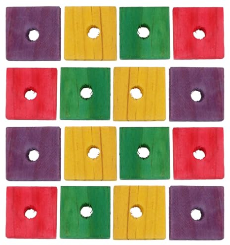 GRIRIW 50 Pieces Parrot Wood Chip Toy Assorted Color DIY Bird Bite Toy for Small Birds Cockatiel Promotes Fun Exercise and Skill Development Random Color