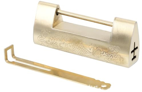 LALAFINA Retro Copper Jewelry Box Lock with Key Antique Chinese Padlock for Small Boxes Vintage Style Latch for Suitcases Cosmetic and Jewelry Cases Sturdy Craftsmanship